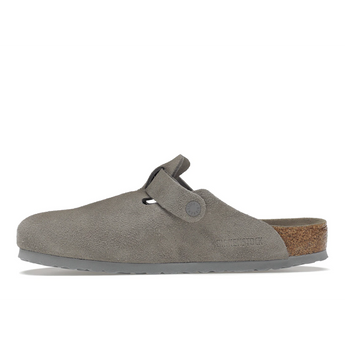 Birkenstock Boston Soft Footbed Suede Stone Coin (Narrow Fit)