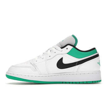 Air Jordan 1 Low White Lucky Green Tumbled Leather