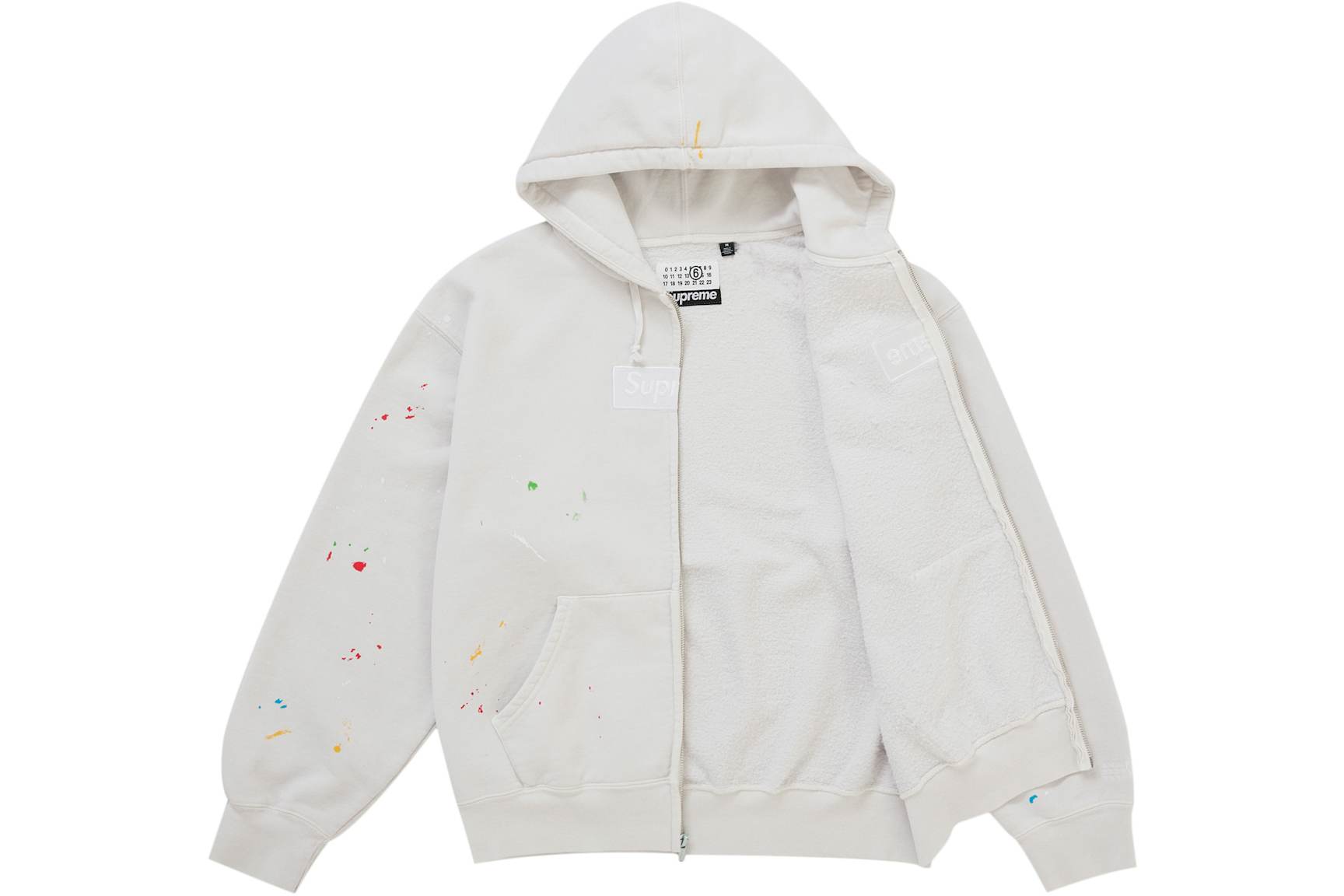 Supreme MM6 Maison Margiela Box Logo Zip Up Hooded Sweatshirt White