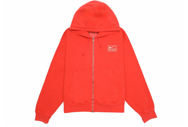 Stussy x Nike Pigment Dyed Fleece Zip Hoodie Habanero Red