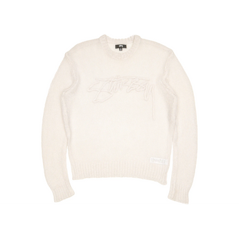 Stüssy Loose Knit Logo Sweater Bone