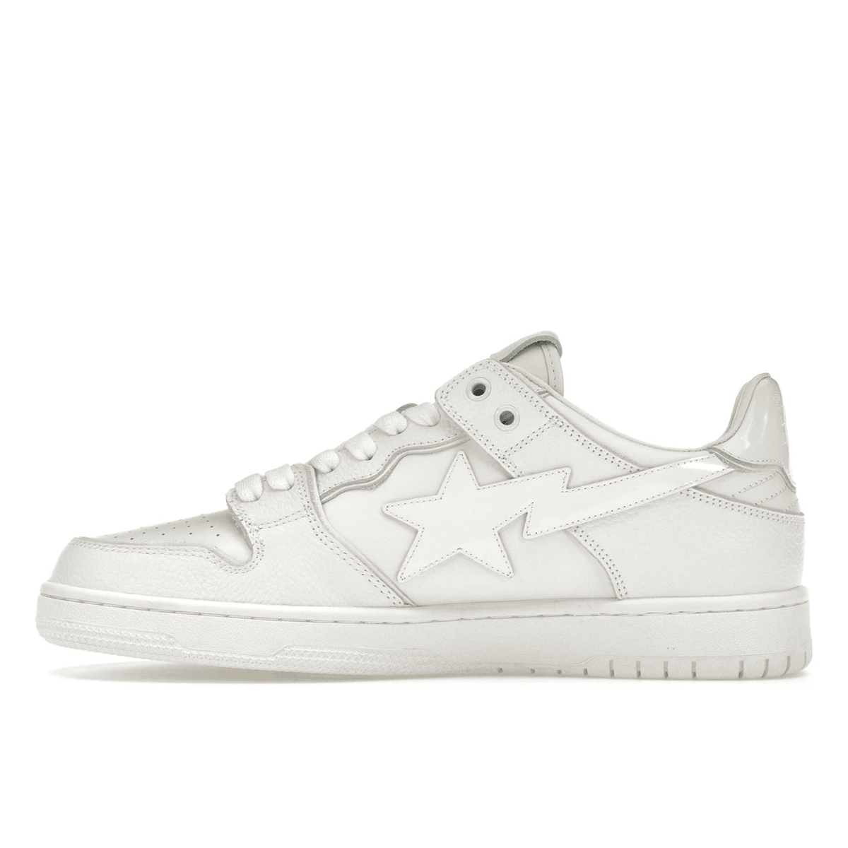 A Bathing Ape Bape SK8 Sta Triple White Patent Leather Sta Logo - Sneakerzone