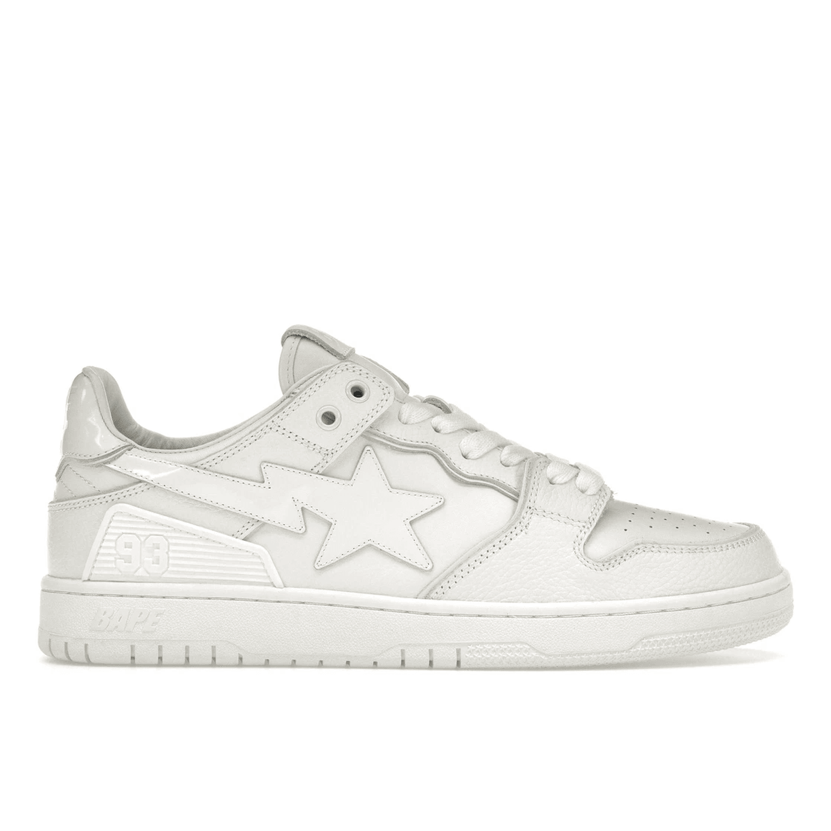 A Bathing Ape Bape SK8 Sta Triple White Patent Leather Sta Logo 