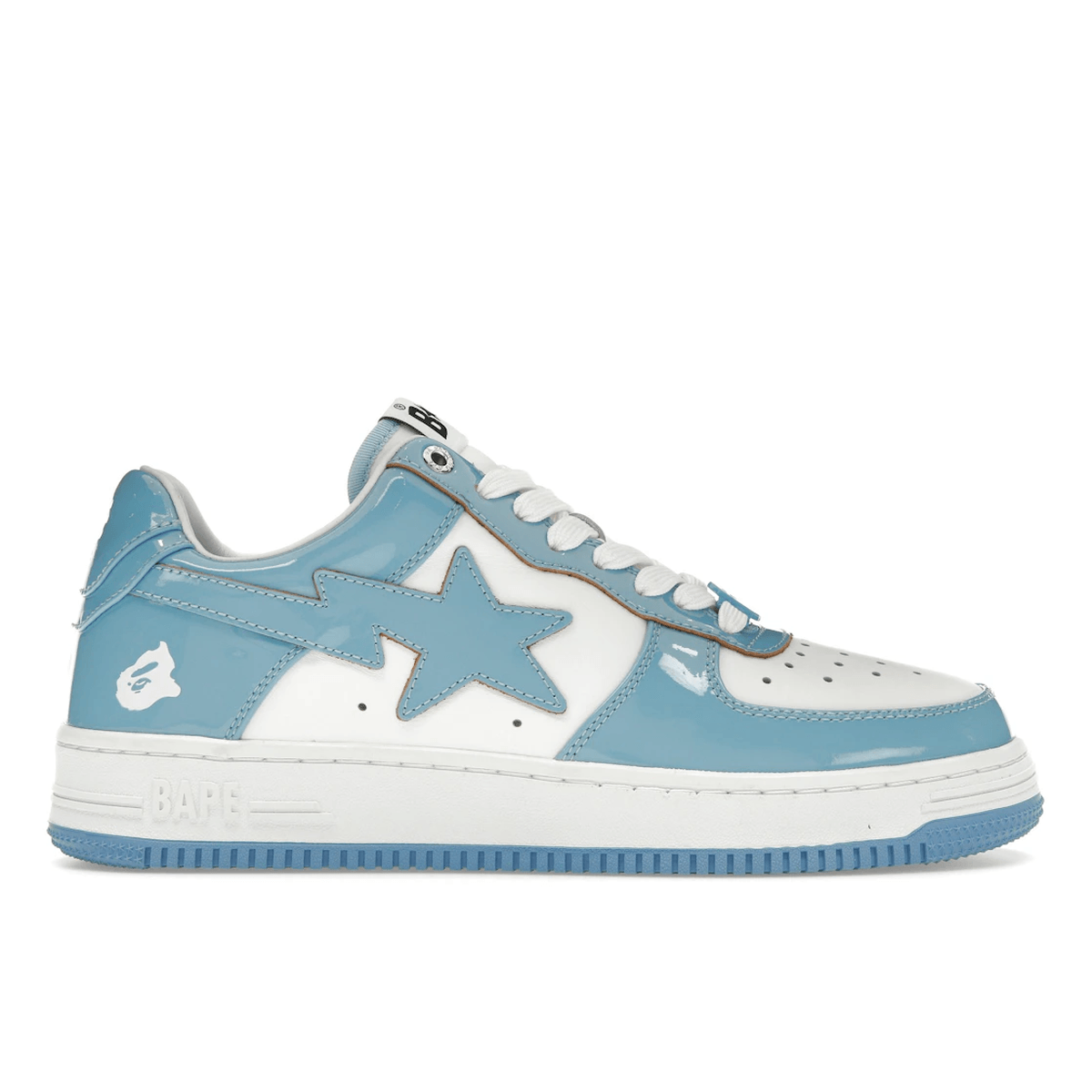 A Bathing Ape Bape Sta Patent Leather Blue White - Sneakerzone