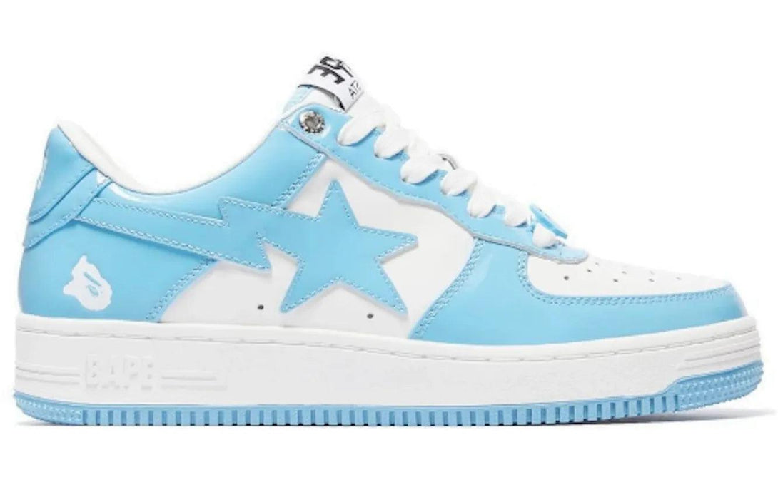 A Bathing Ape Bape Sta Patent Leather Blue White - Sneakerzone