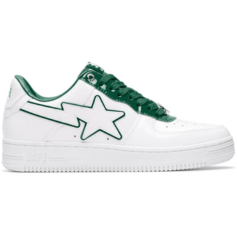 A Bathing Ape Bape Sta Patent Leather White Green - Sneakerzone