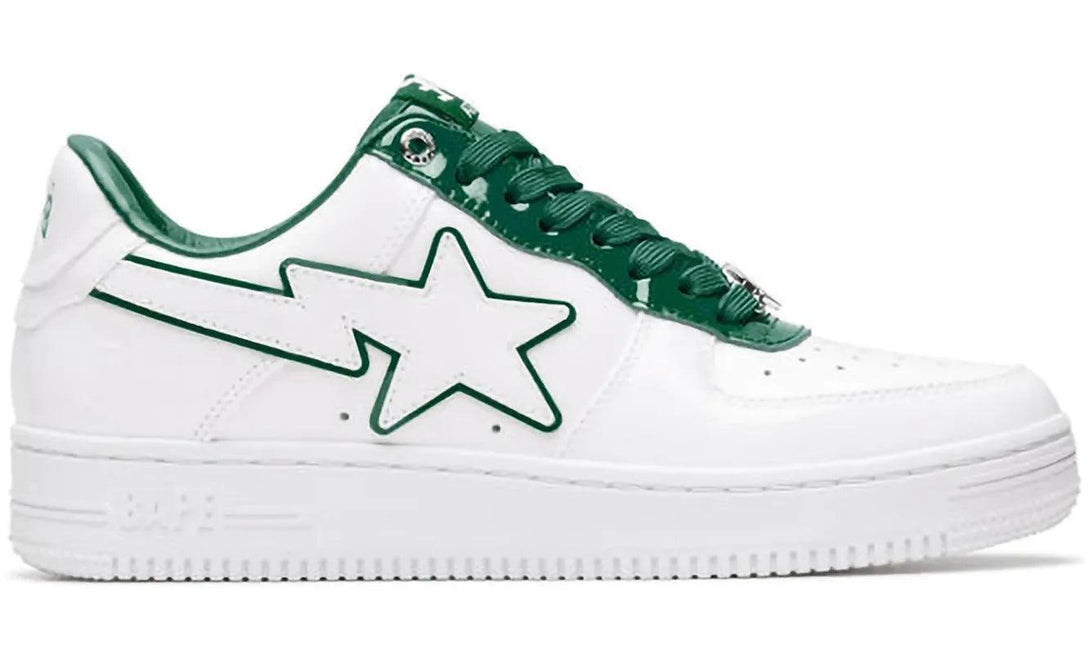 A Bathing Ape Bape Sta Patent Leather White Green - Sneakerzone