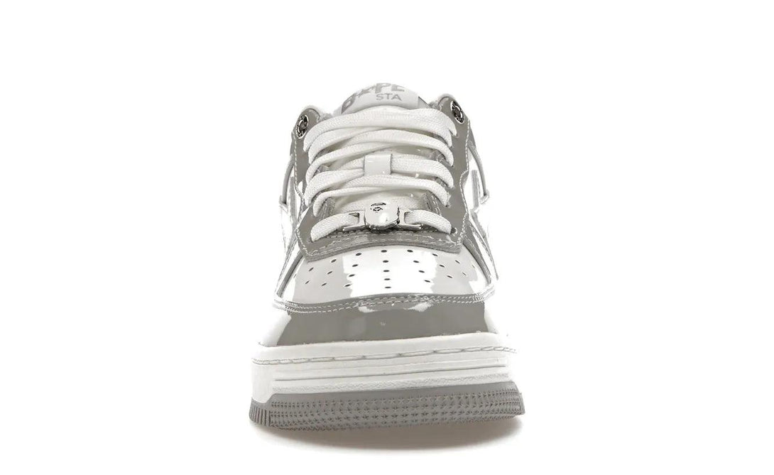 A Bathing Ape Bape Sta Patent Leather White Grey - Sneakerzone