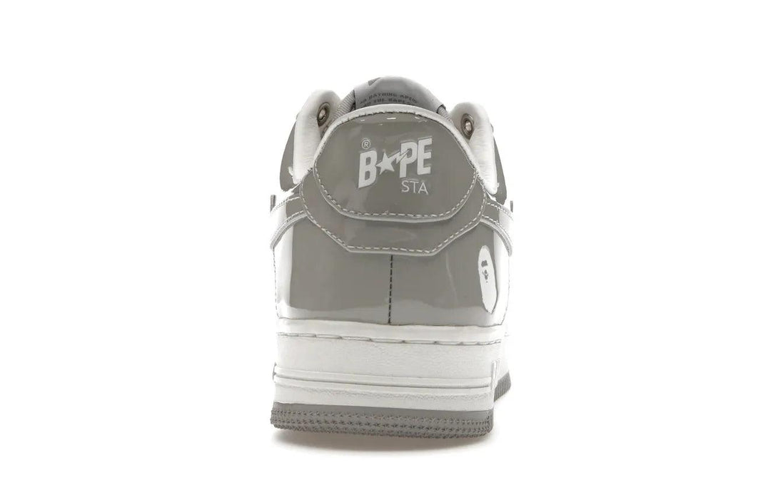 A Bathing Ape Bape Sta Patent Leather White Grey - Sneakerzone