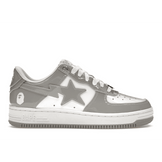 A Bathing Ape Bape Sta Patent Leather White Grey - Sneakerzone