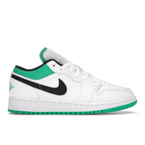 Air Jordan 1 Low White Lucky Green Tumbled Leather