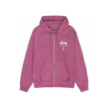 Stussy World Tour Zip Hoodie Berry