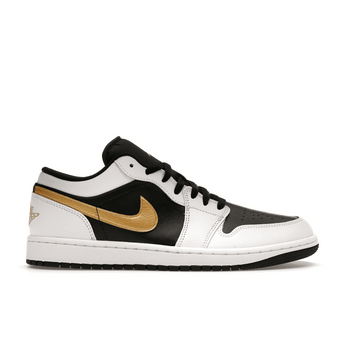 Air Jordan 1 Low White Black Metallic Gold Swoosh - Sneakerzone