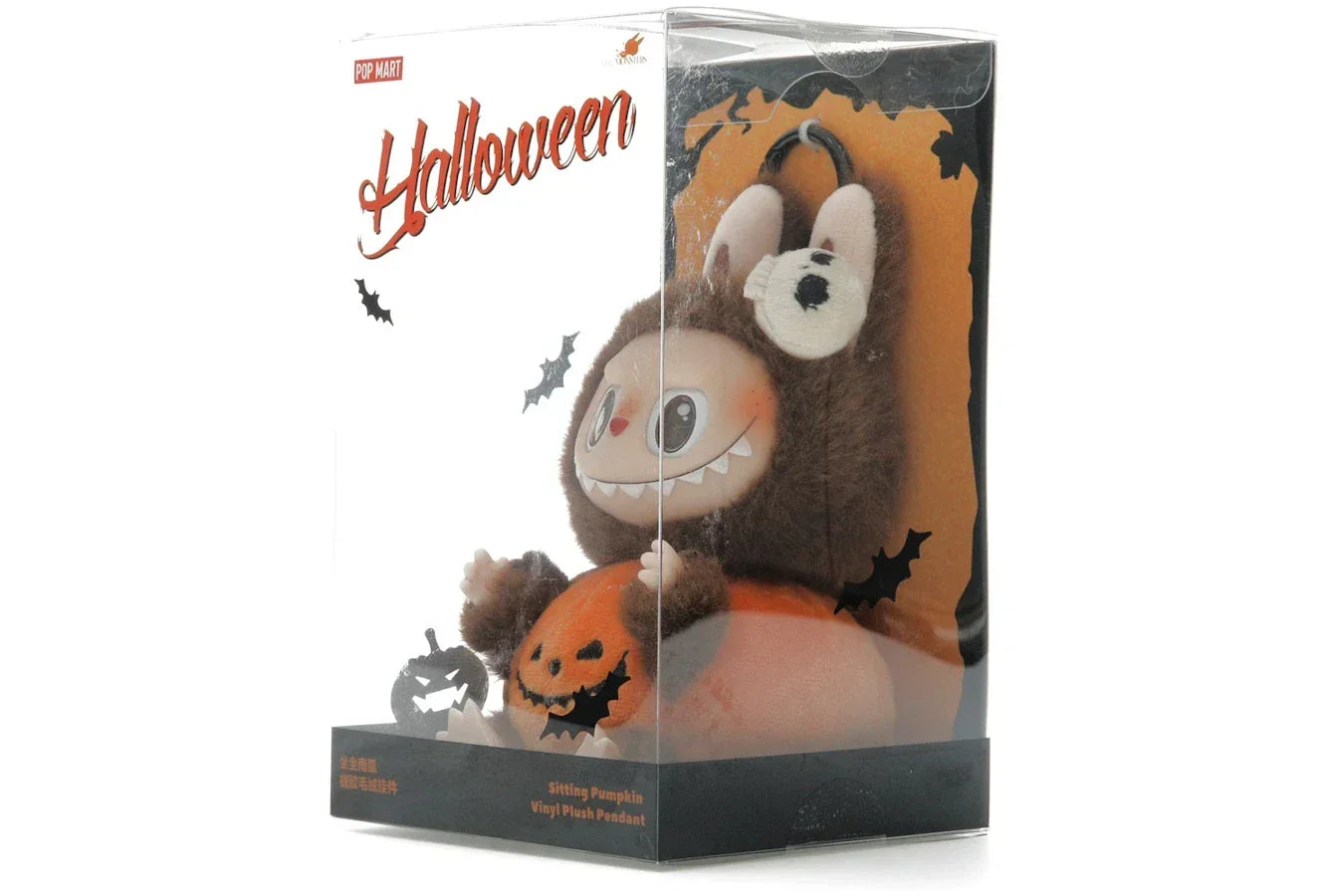 Pop Mart Labubu Happy Halloween Party Series-Sitting Pumpkin Vinyl Plush Pendant - Sneakerzone