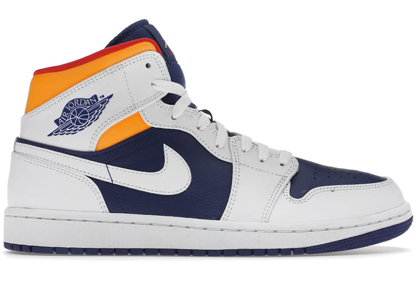 Air Jordan 1 Mid White Laser Orange Deep Royal Blue