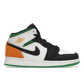 Air Jordan 1 Mid SE White Laser Orange Lucky Green