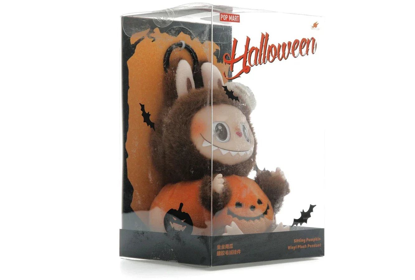 Pop Mart Labubu Happy Halloween Party Series-Sitting Pumpkin Vinyl Plush Pendant - Sneakerzone