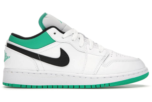 Air Jordan 1 Low White Lucky Green Tumbled Leather