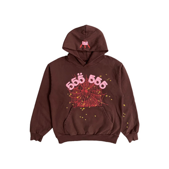 Sp5der Angel Number Hoodie Brown