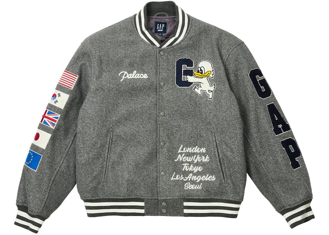 Palace x Gap Varsity Jacket Grey - Sneakerzone