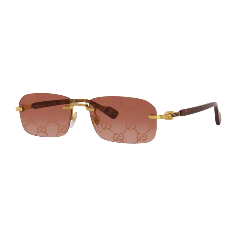 Gucci Square Sunglasses Gold Yellow Red Gradient