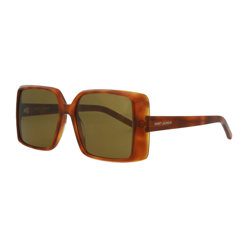 Saint Laurent Square Rectangle Sunglasses Havana/Havana/Brown
