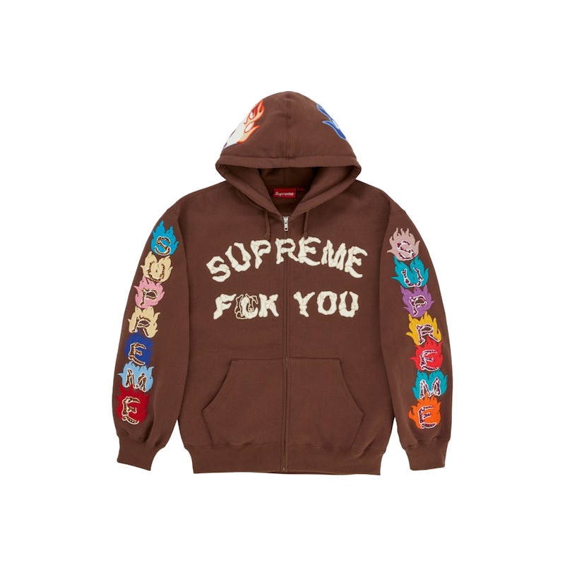 Supreme F**k You Zip Up Hooded Sweatshirt Brown product image