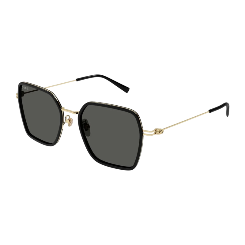 Gucci Square Sunglasses Black Gold Grey