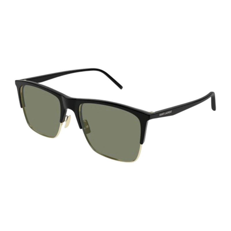 Saint Laurent Square Sunglasses Black Black Green/-Green