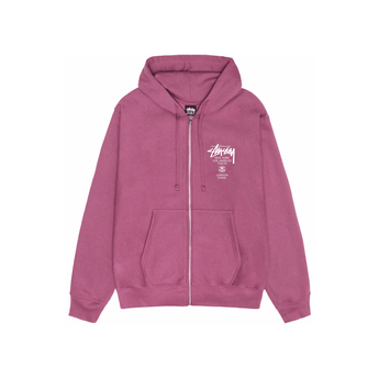 Stussy World Tour Zip Hoodie Berry - Sneakerzone