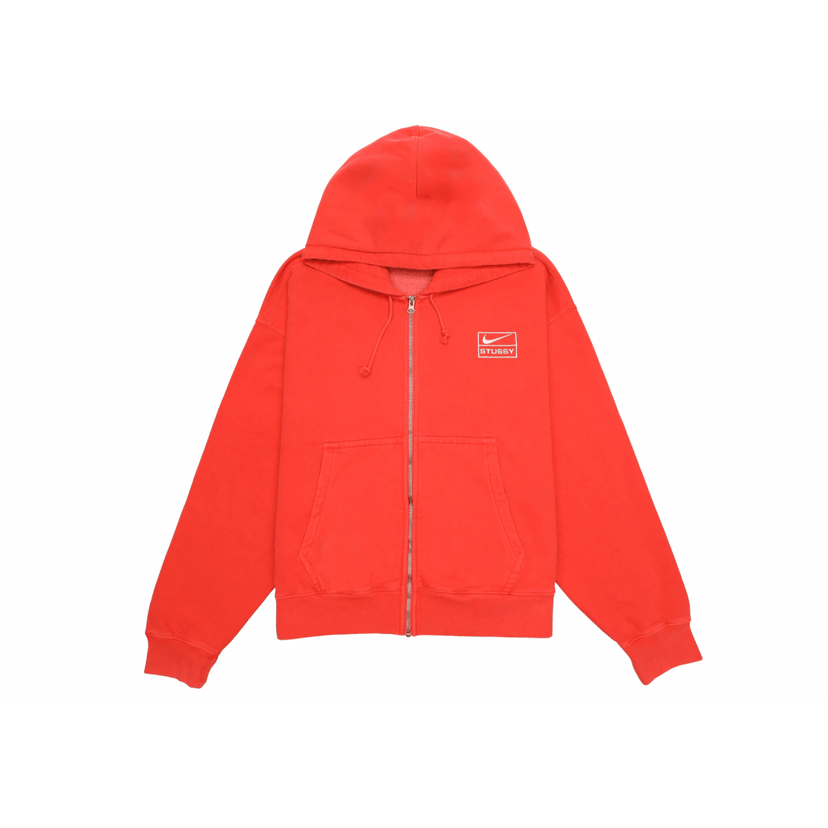 Stussy x Nike Pigment Dyed Fleece Zip Hoodie Habanero Red - Sneakerzone