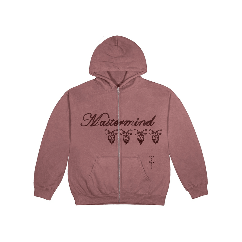Travis Scott Cactus Jack For Mastermind Skull Zip Up Hoodie Washed Red  product image