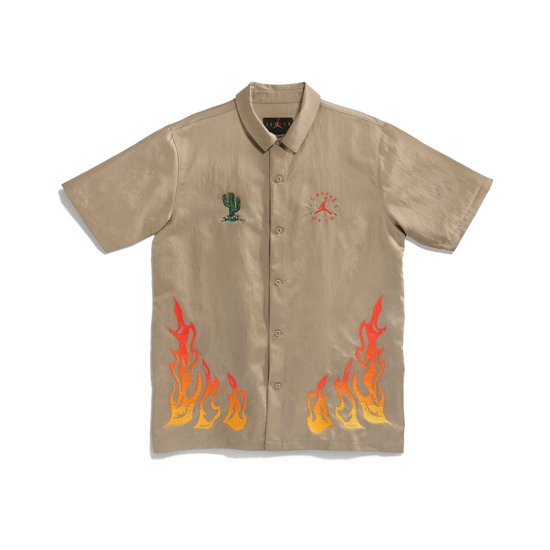 Travis Scott Cactus Jack x Jordan Button Down Shirt Khaki/University Red  product image