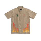 Travis Scott Cactus Jack x Jordan Button Down Shirt Khaki/University Red - Sneakerzone